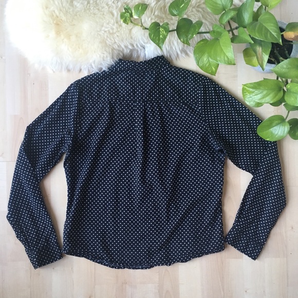 FOREVER 21 Polkadot Collar Long Shirt Black L - Picture 6 of 8